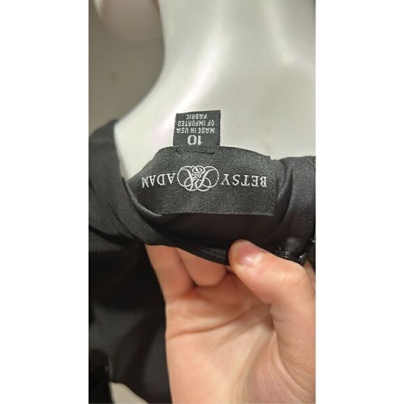 Betsy & Adam Black Aubree 3/4 Sleeve V-Neck Jersey Wrap Dress Size 10 - Picture 9 of 9